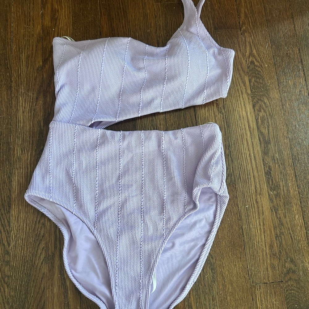 Aerie Lavender One-Shoulder Swimsuit